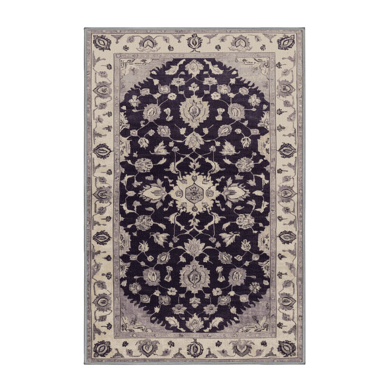 Tapis gris lavable à la machine, Rectangle 7 pi x 10 pi