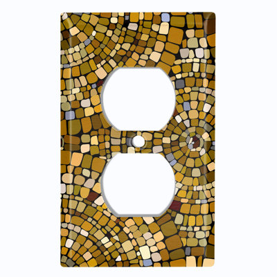 Metal Light Switch Plate Cover; US Standard Size 1 Gang Duplex - Printed Image of Yellow Tile Pattern
