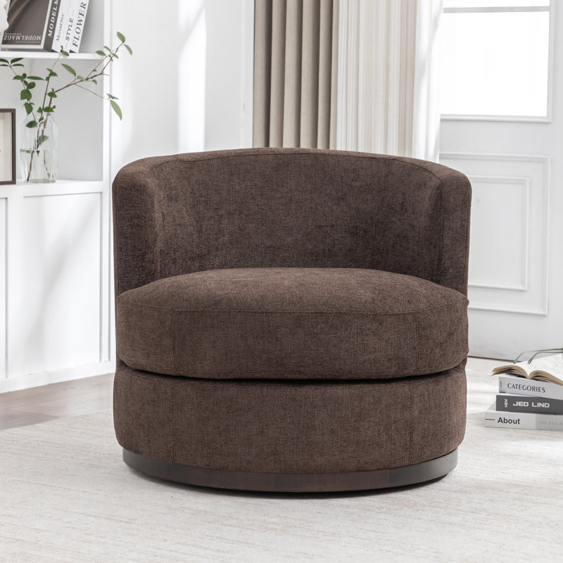 Fauteuil demi-tonneau Arabella, Chenille espresso performance