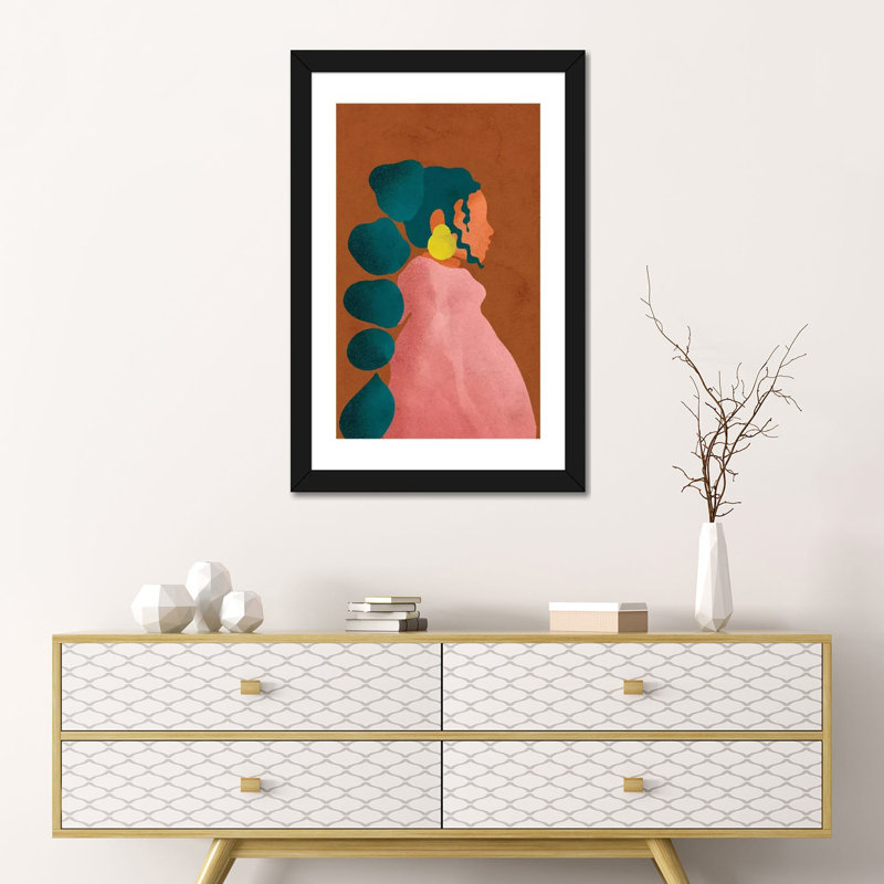 " Kel " by Reyna Noriega, 24" H x 16" W x 1" D, White, Black Framed Paper