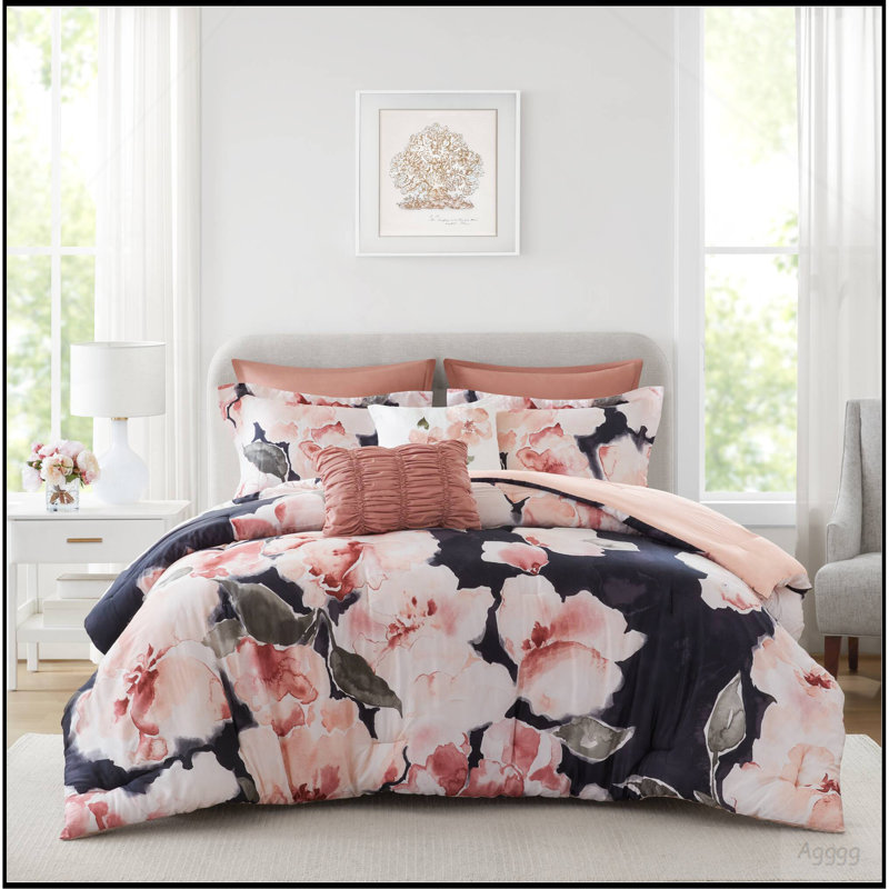 Cotton Floral Comforter Set, Blush Multi Floral