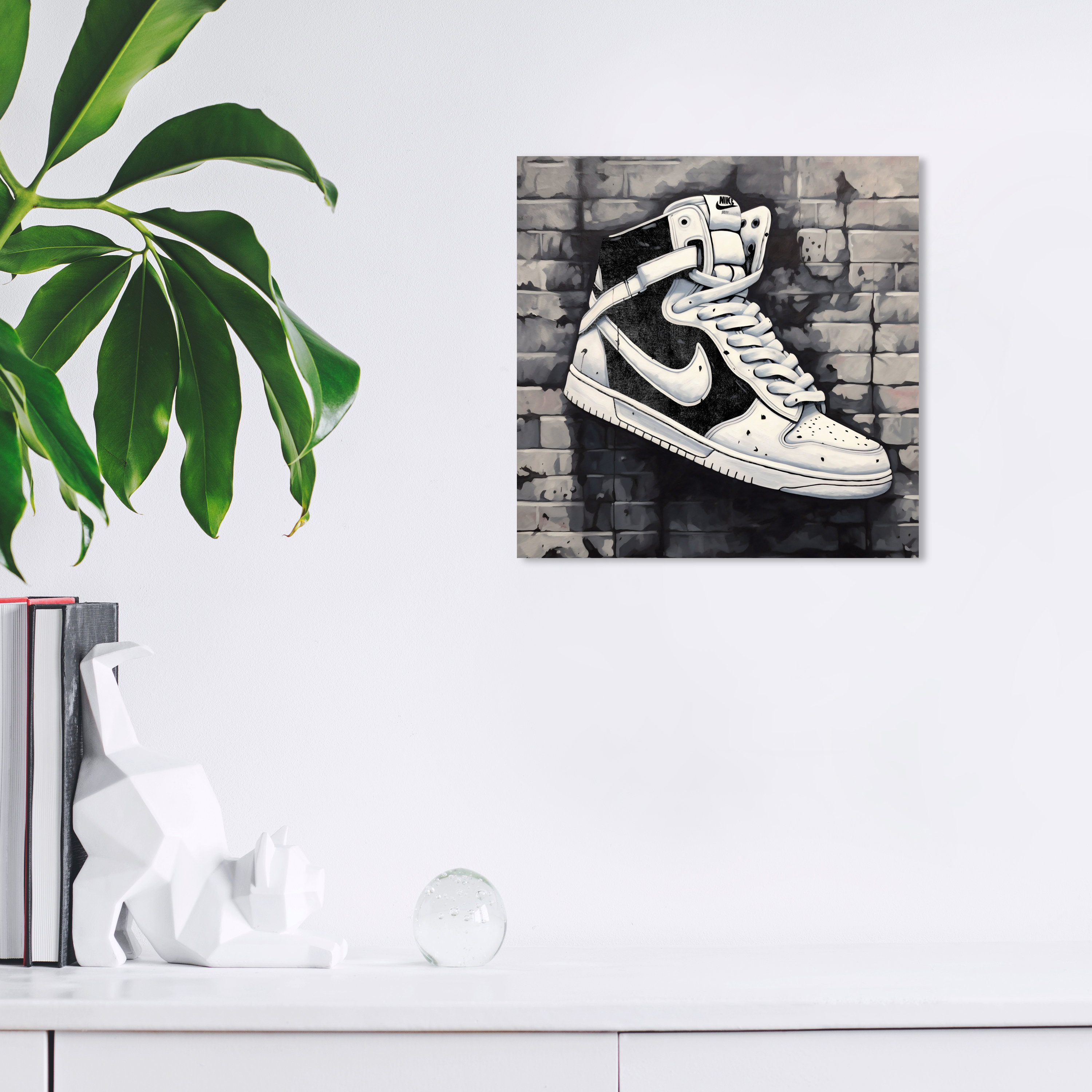 brick wall sneaker on canvas print