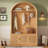 Farmhouse Fabric Arched Top Hall Tree with 5 Metal Hooks, All-in-One Mudroom Furniture with Adjustable Shelves, Mid-Century Fluted Door Entryway Bench with Wood Grain Finish for Hallway-1684768443