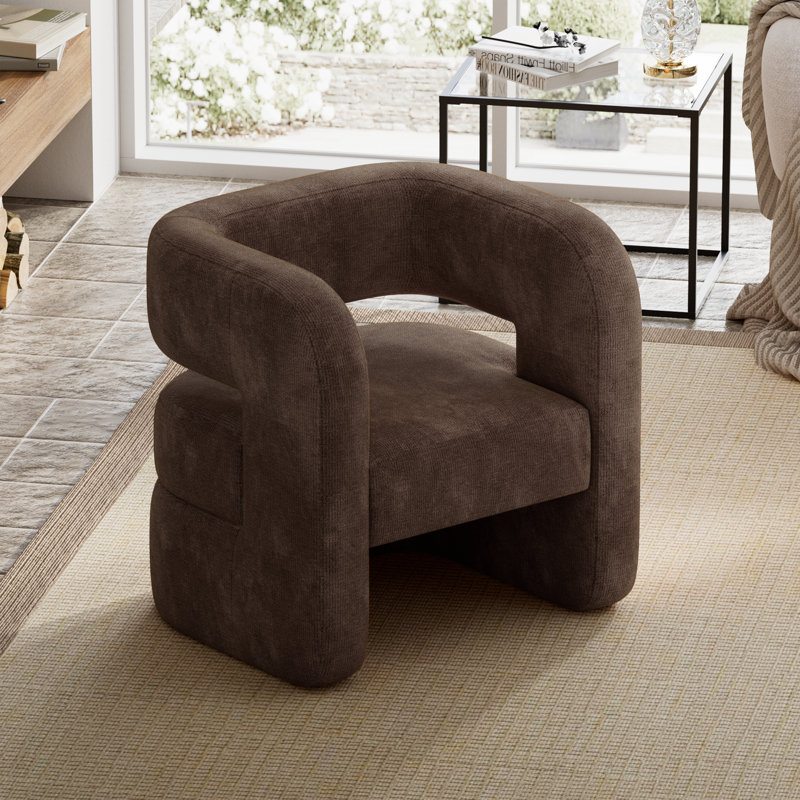 Fauteuil demi-tonneau rembourré entièrement assemblé, fauteuil d'appoint moderne transitionnel pour le salon, ensemble de 2