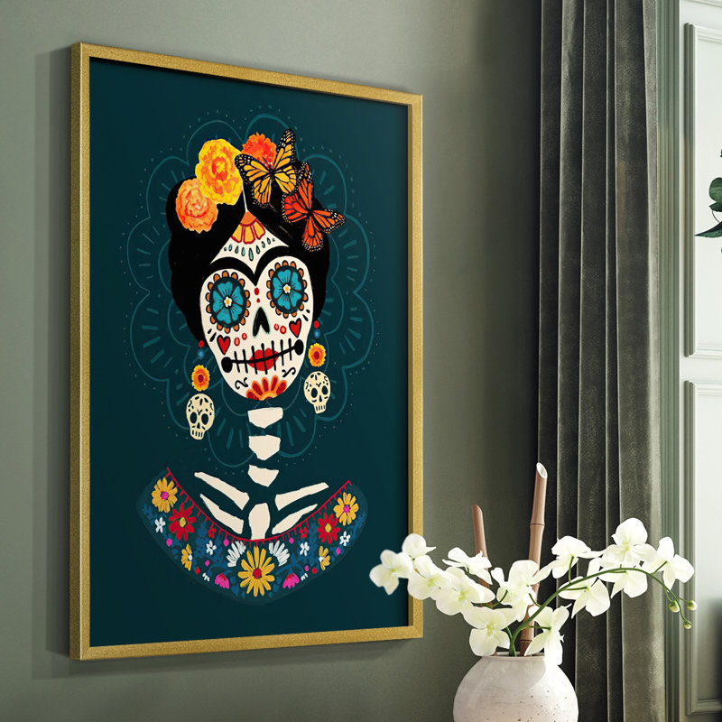 «Bright Day of the Dead II», reproduction encadrée - bois massif, H 10 po x l 8 po