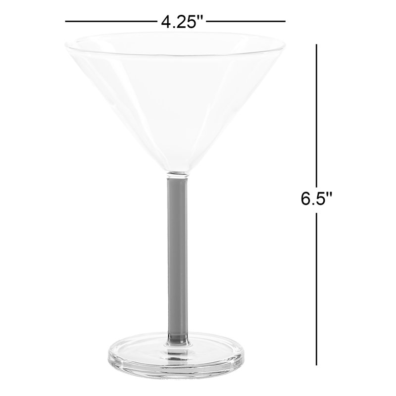 Vireo 4-Piece Martini Glass Set, Clear/Teal/Lilac