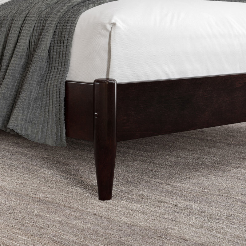 Lit plateforme en bois massif Aritra, Espresso, Double