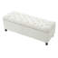 Banc blanc avec rangement, pieds en bois d'hévéa, support de 300 lb, coutures en losange, charnières douces, surface de rangement décorative pour chambre et vestibule, capacité, capitonnage à boutons, salon convenable