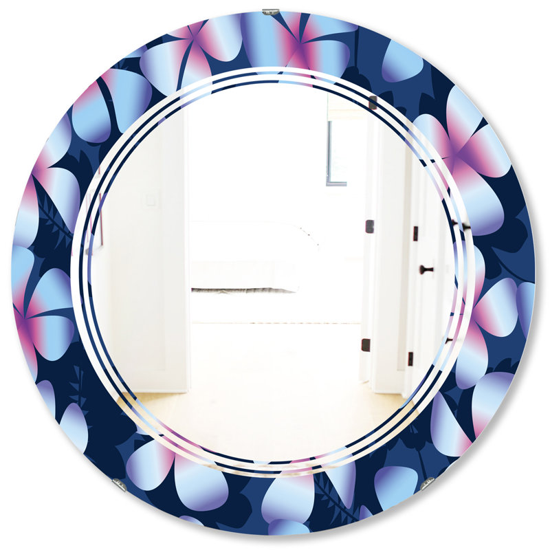 Miroir murale pour meuble-lavabo à fleurs éclectiques à triple C Frangipani, 31,5 po x 31,5 po