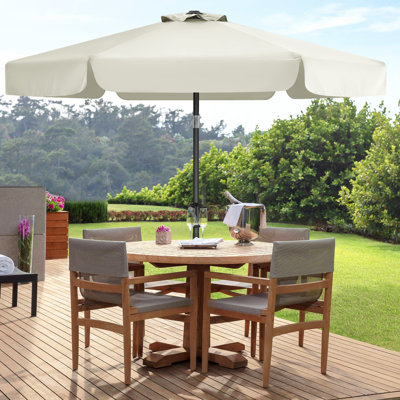 Parasol de marché Holmquist avec cantonnière festonnée, inclinaison et relevage