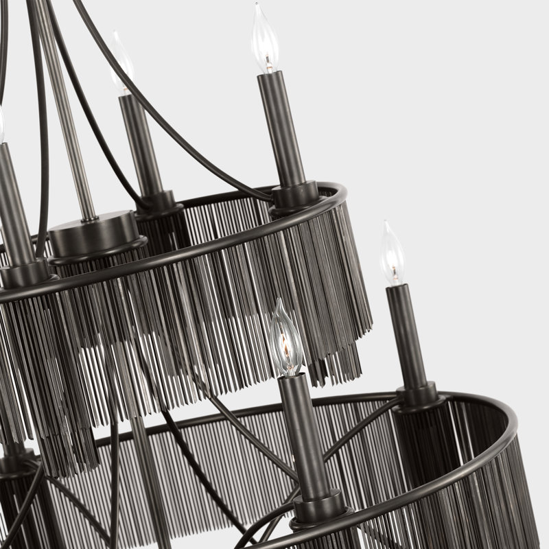 Sutton 50" Three Tier Chandelier, Bronze