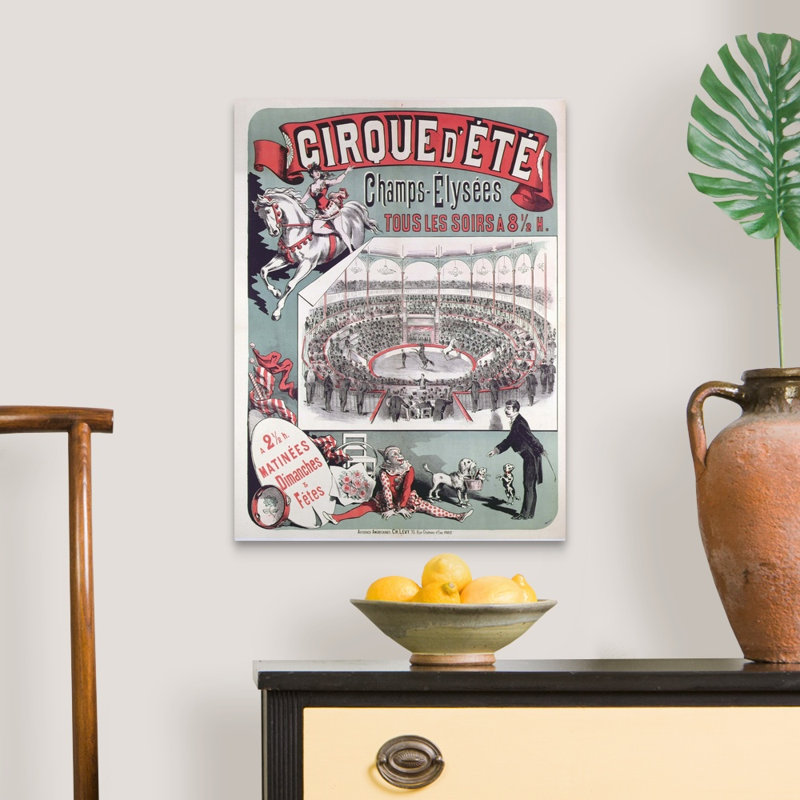 Affiche sur toile imprimée sur toile «Cirque d'Ete», vers 1880, H 24 po x l 18 po x 1,25 po, Toile tendue