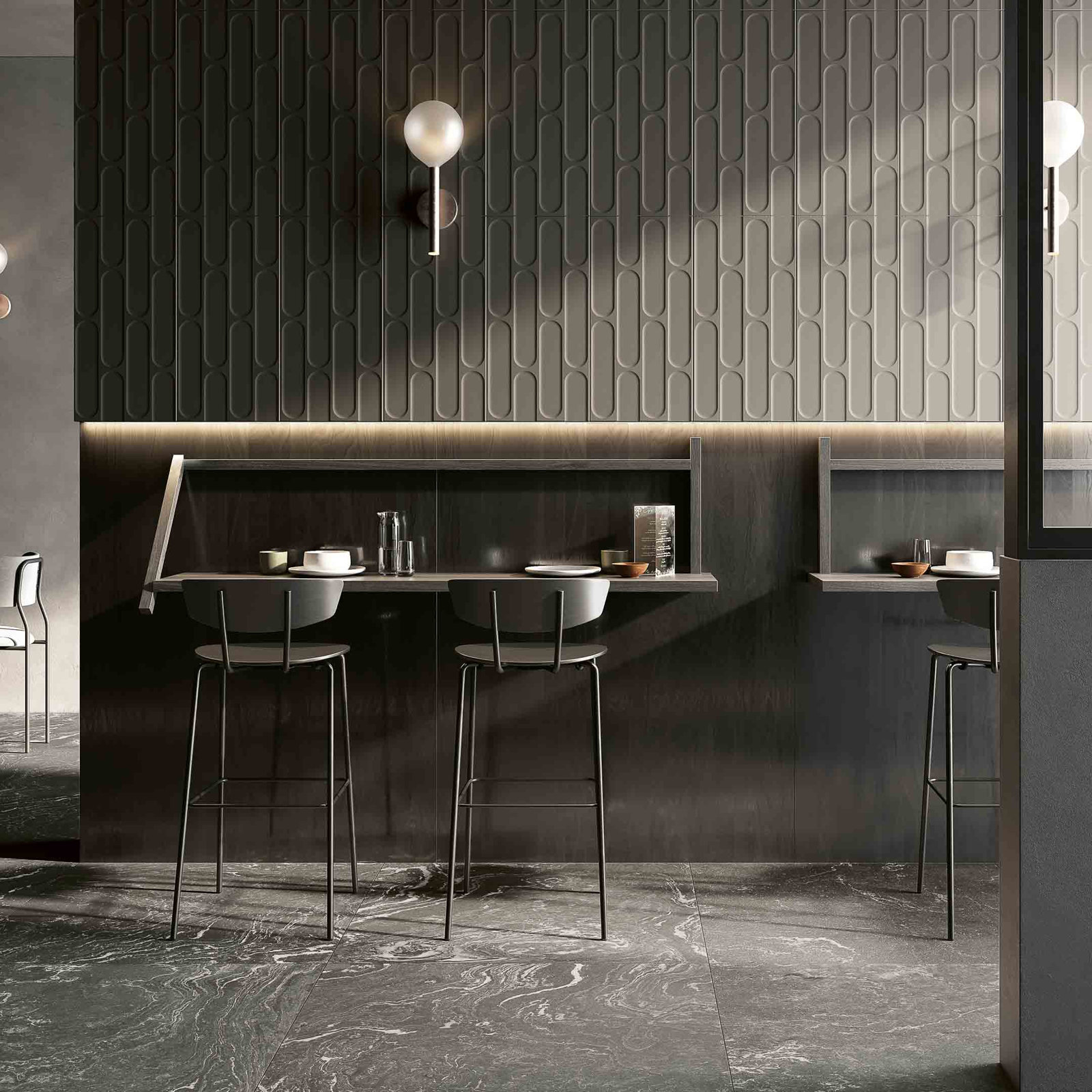 Biscotti 12" x 24" Wall Tile, Pece Black