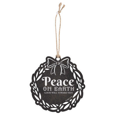 Ornament Peace On Earth Black 4H Metal
