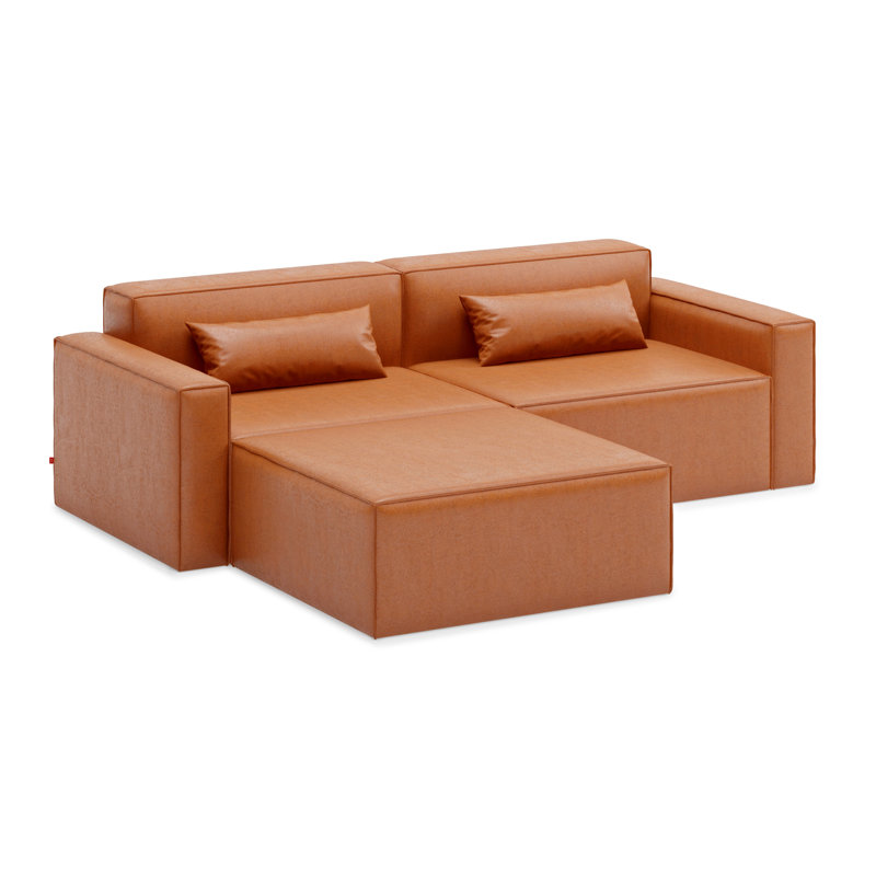 Mix Modular 3-Pc Sectional, Vegan AppleSkin Leather Cognac
