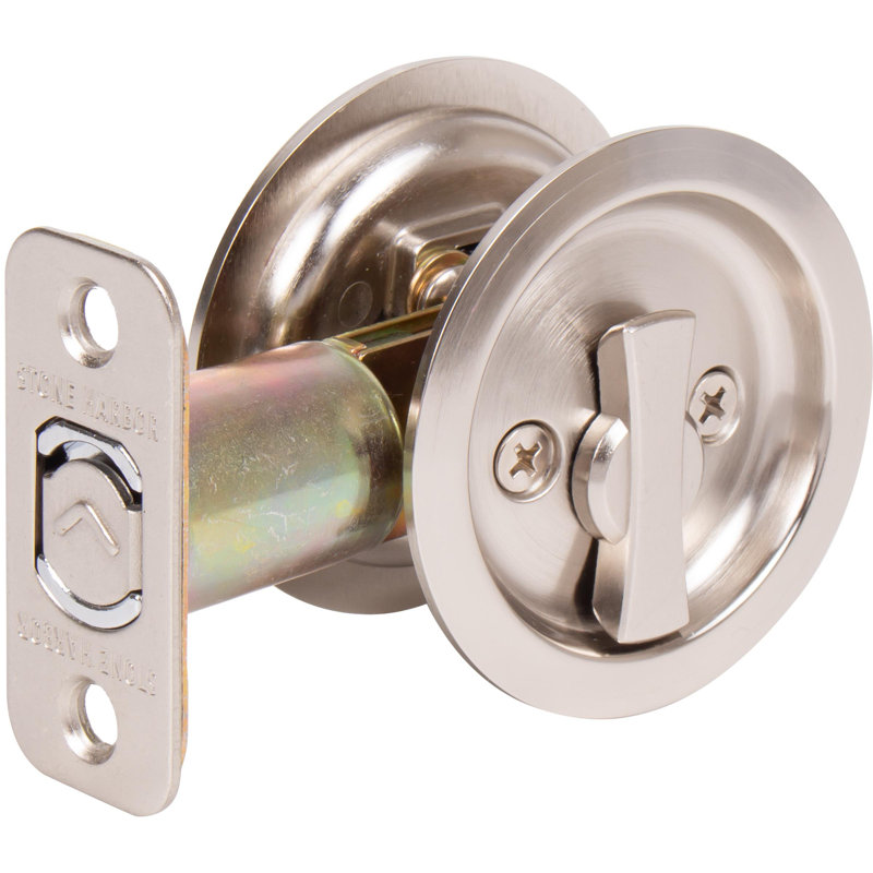 Verrou de porte rond à serrure ronde avec loquet 2-3 / 8 po - Nickel satiné, Satin Nickel