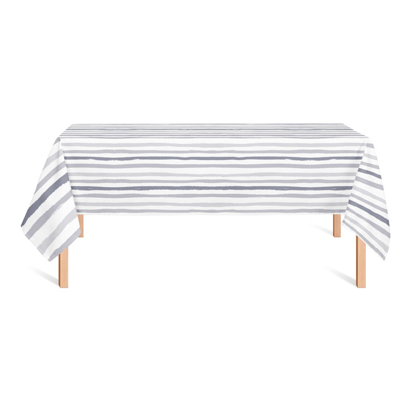 Rectangular Striped Polyester Tablecloth, Blue