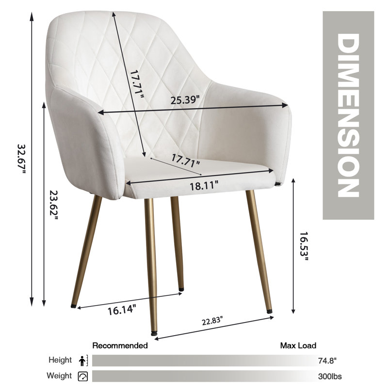 Chaise de travail en velours Rumena, Blanc