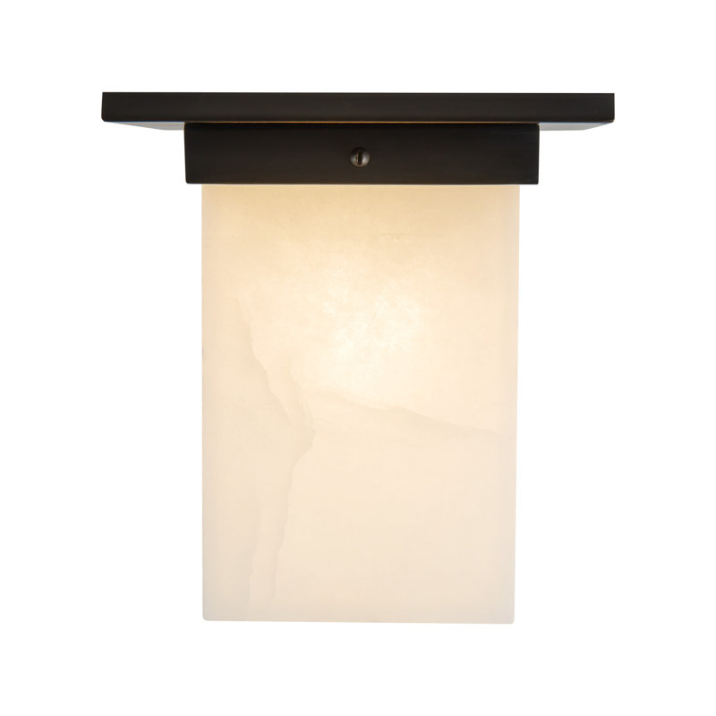 Mineral 8-in Brass Flush Mount, Alabaster, Oil Rubbed Bronze