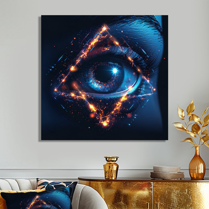 «Mystic Blue Eye Futuristic Sci-Fi», art mural œil, Toile tendue, H 16 po x l 16 po x P 1 po