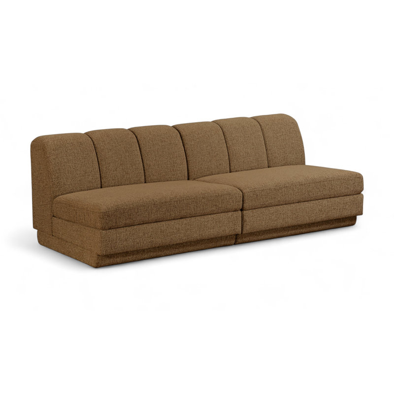Tissu Chiquita rembourré 2 pièces Canapé modulaire, Tissu brun