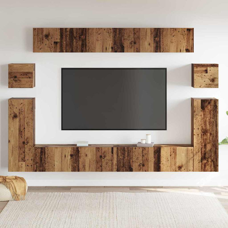 TV Cabinet Set 8 Pcs Medium 30.5 X 30 X 30 Cm, Old Wood