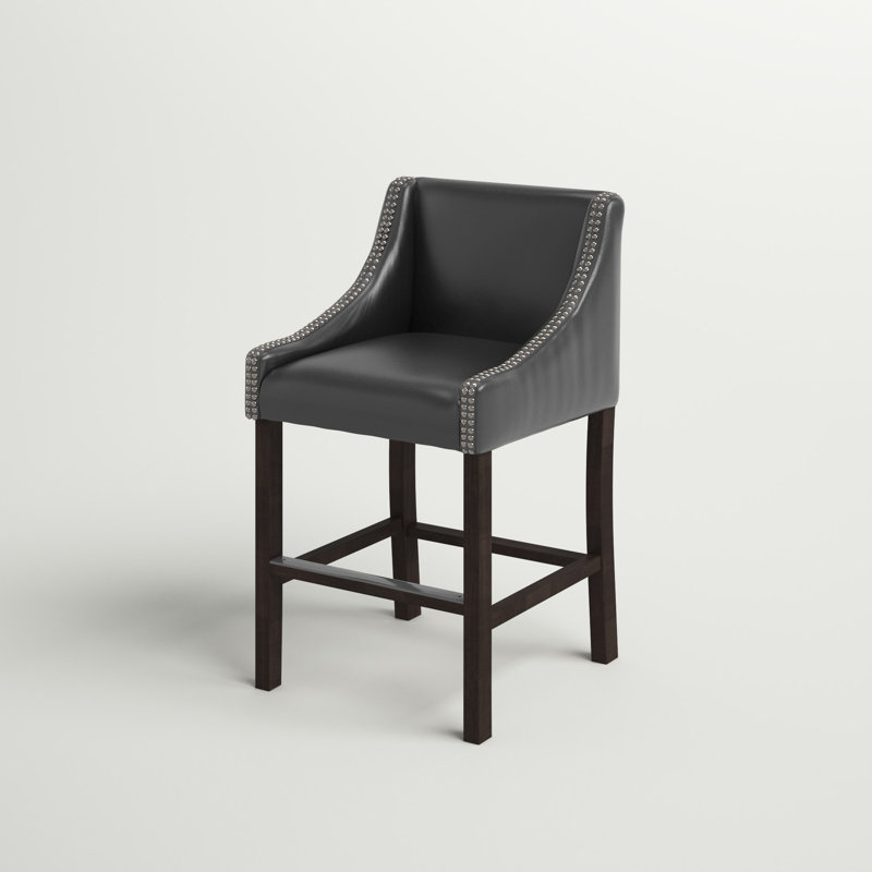 Len Upholstered Faux Leather Counter Stool, Bar Stool (30" Seat Height)
