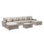 Canapé modulaire à méridienne double 6 pièces en tissu lin avec pattes interchangeables, repose-pieds et oreillers Modern