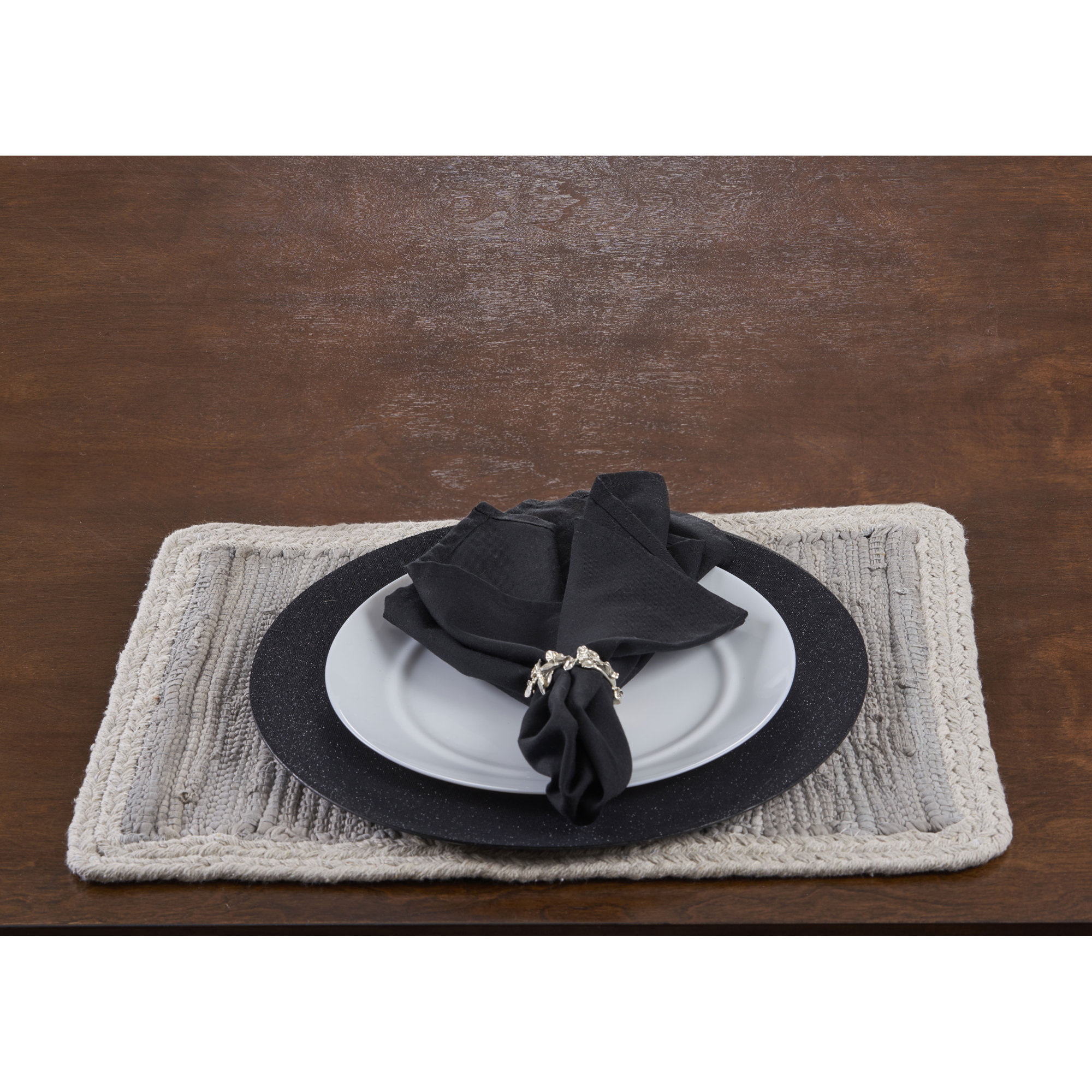 Nancy Bordered 19" Placemat, Gray