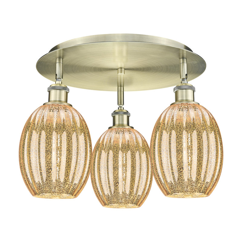 Plafonnier encastré 3 lumières Ballston - Draves, Mercure, Laiton antique