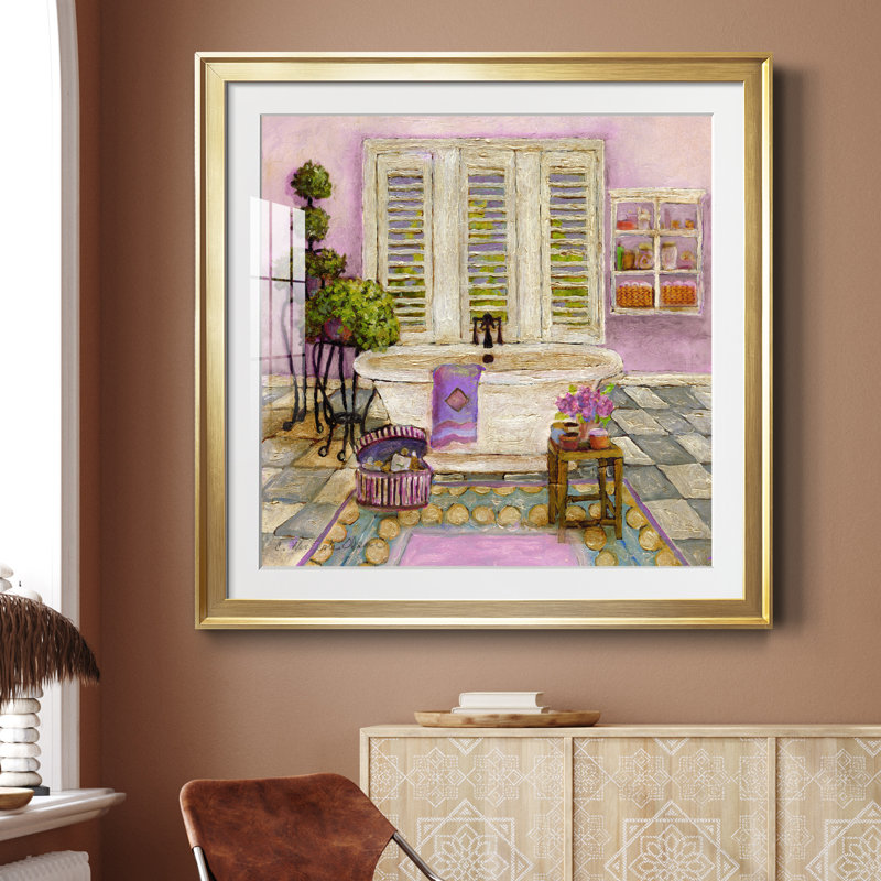 Sunny Day Bath I - peinture encadrée, H 34,5 po x l 34,5 po x P 1,5 po, Papier encadré doré