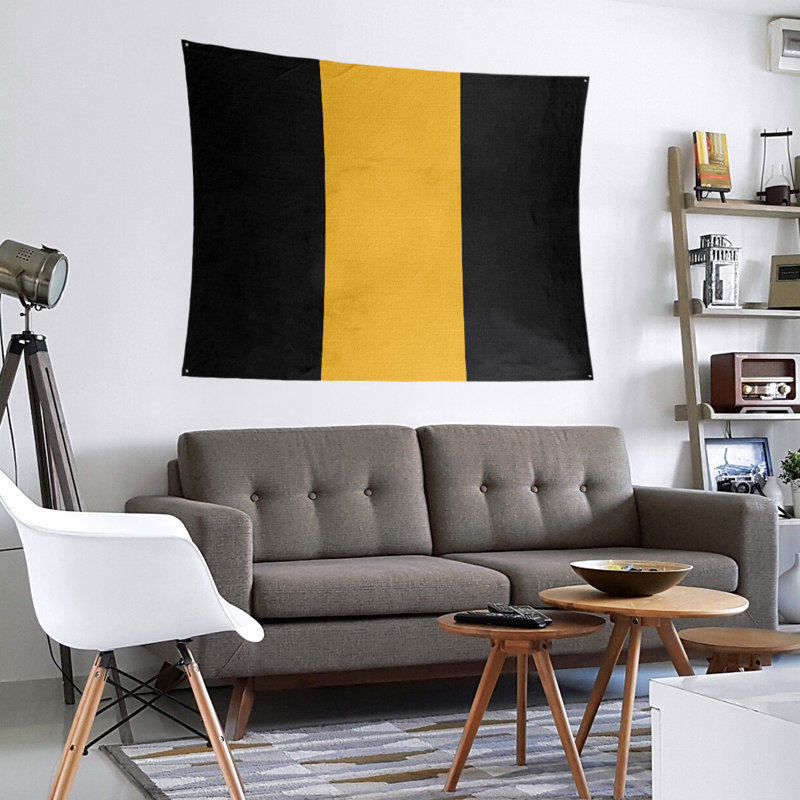 Tapisserie de polyester Pittsburgh, H 68 po x l 80 po, Noir / Pittsburgh Gold / noir