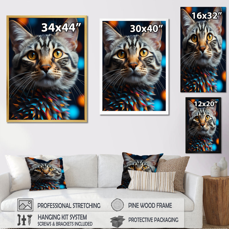 Impression sur toile American Shorthair Harmony Cat II - Cat, Cadre doré simple, H 32 po x l 16 po x P 1 po