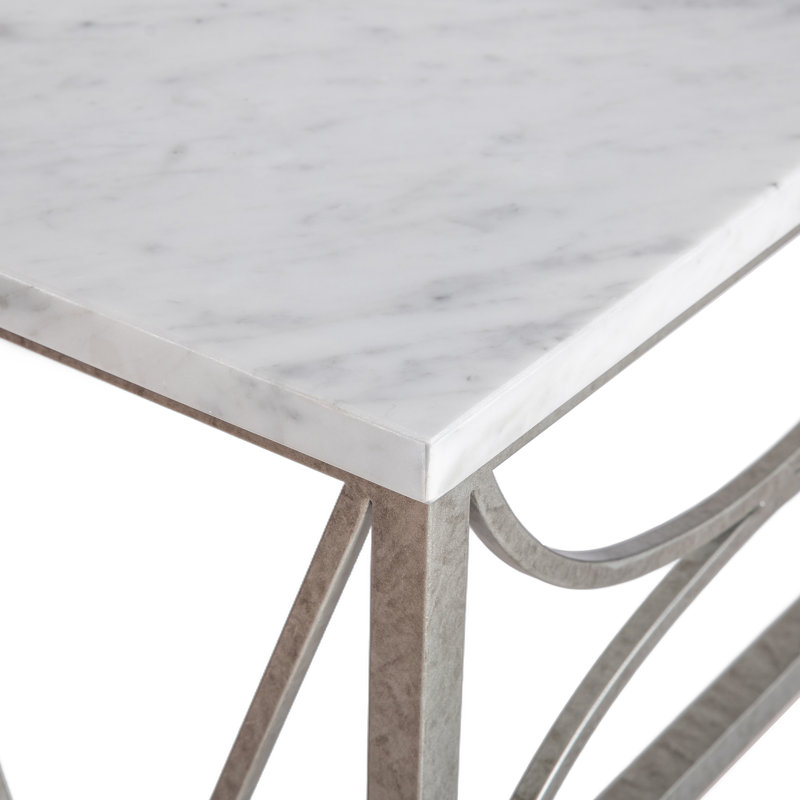 Diamond Console Table, Carrera Marble, Royal Silver