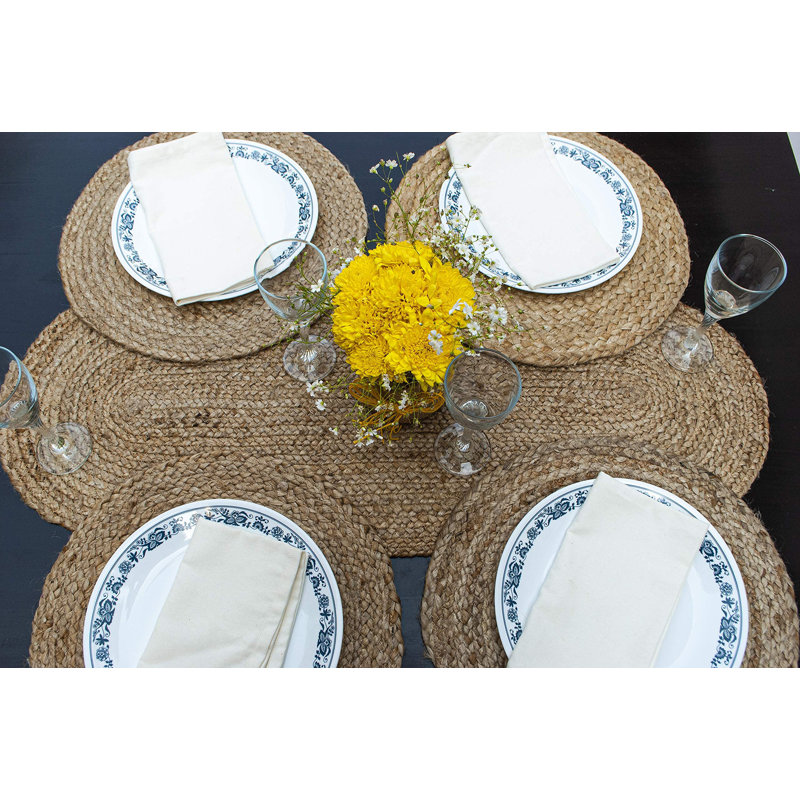 Notchietown Jute No Pattern Oval Placemat, 13" W x 36" L