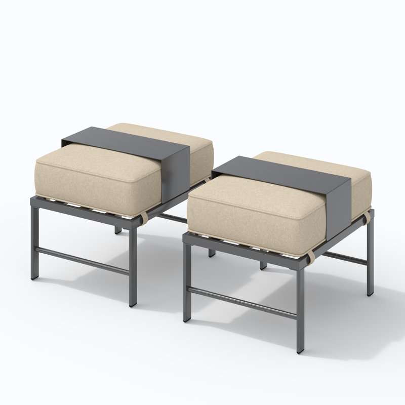 2-Person Footstools, Black Frame/Beige Base