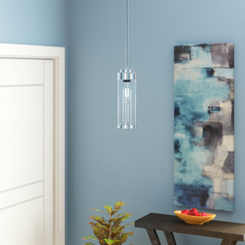 Luminaire suspendu bocal simple à 1 lumière Binghamton, Chrome poli