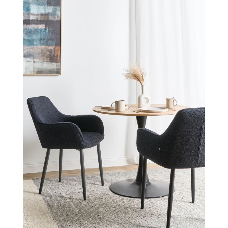 48cm H Boucle Upholstered Upholstered Back Armchair in Black