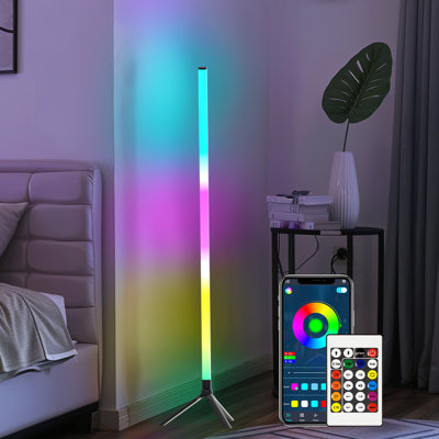 360 Degree RGB Wall Corner Lamp, 3 Tubes 1030mm 1 Pack Rechargeable LED Ambient Light with APP Control, Remote & Touch Control, Music Sync Color Changing Mood Light for Bedroom Gaming Room