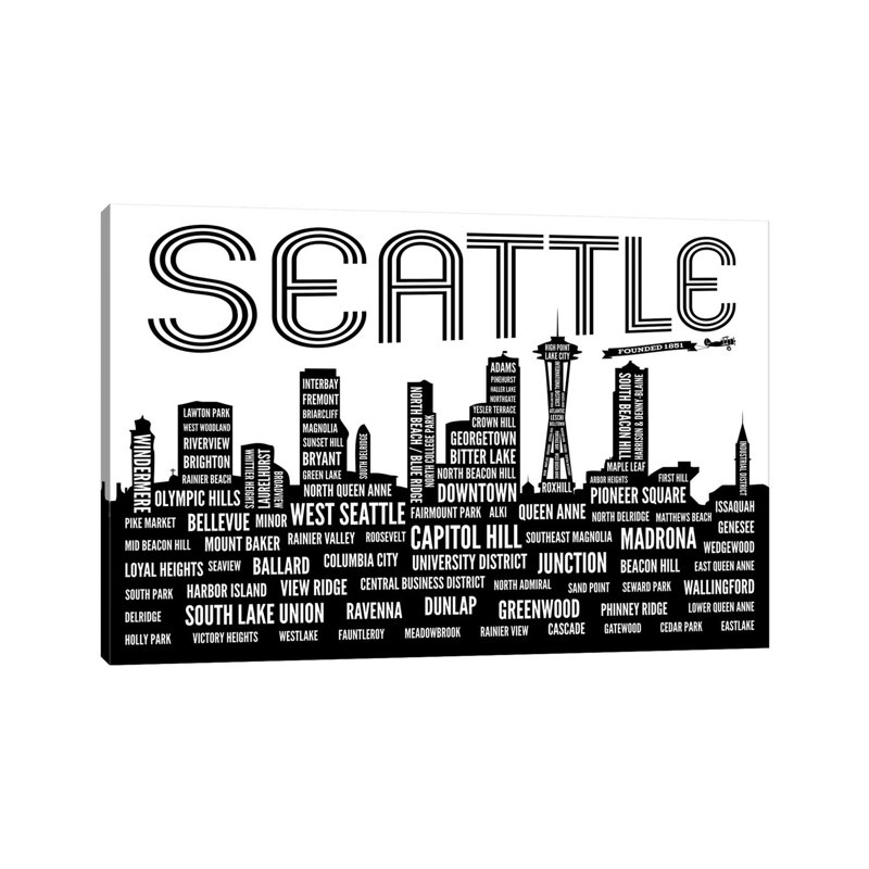 Seattle Neighborhoods by Benton Park Prints - Wrapped Canvas Gallery-Wrapped Canvas Giclée