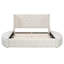 Grand lit plateforme tapissier avec tête de lit à oreilles, rangement en velours, 1 tiroir et 2 tabourets latéraux - beige-1118190827