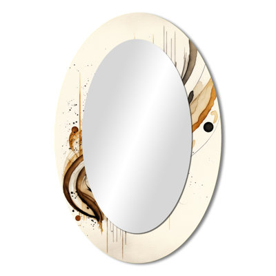 Brown And Black Movement I - Brown Oval Wall Mirror Decor
