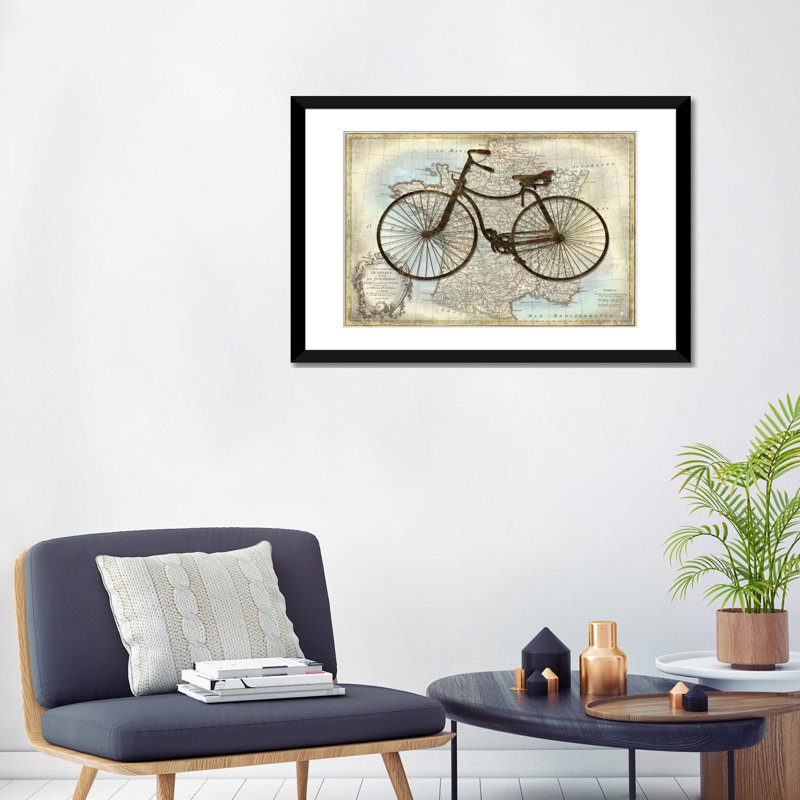«Bike France», impression sur toile, Papier d'art encadré noir, H 24 po x l 32 po x P 1 po, Blanc