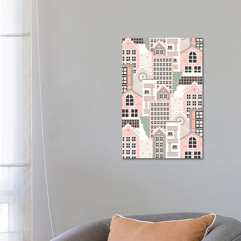 Pastel Town - Wrapped Canvas Painting, 66.04 cm H x 45.72 cm W x 1.91 cm D