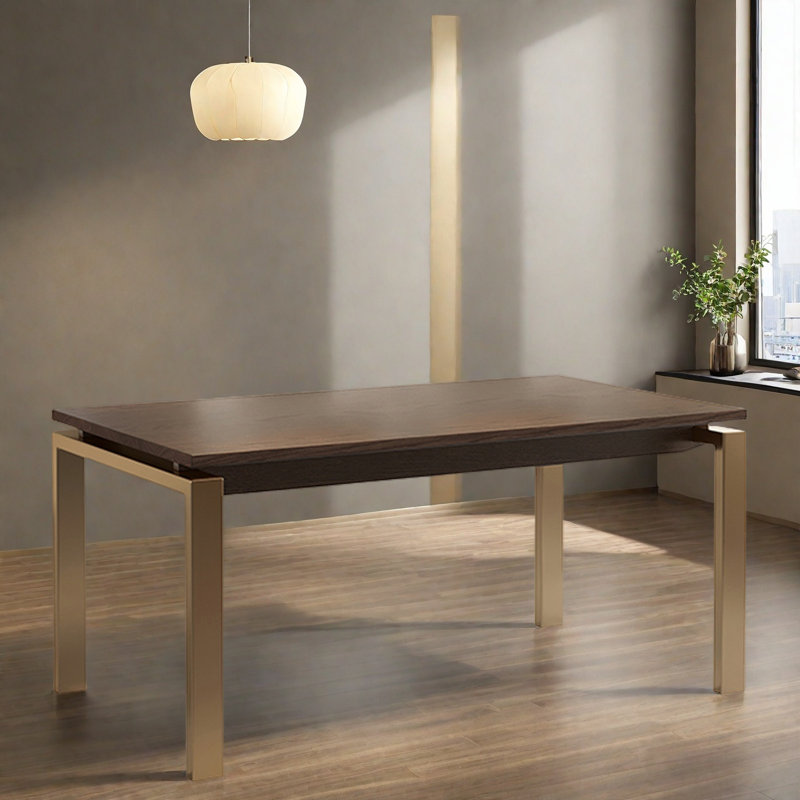 Table de salle à manger en bois de frêne et en fer., H 29,53 po x L 94,49 po x l 35,43 po