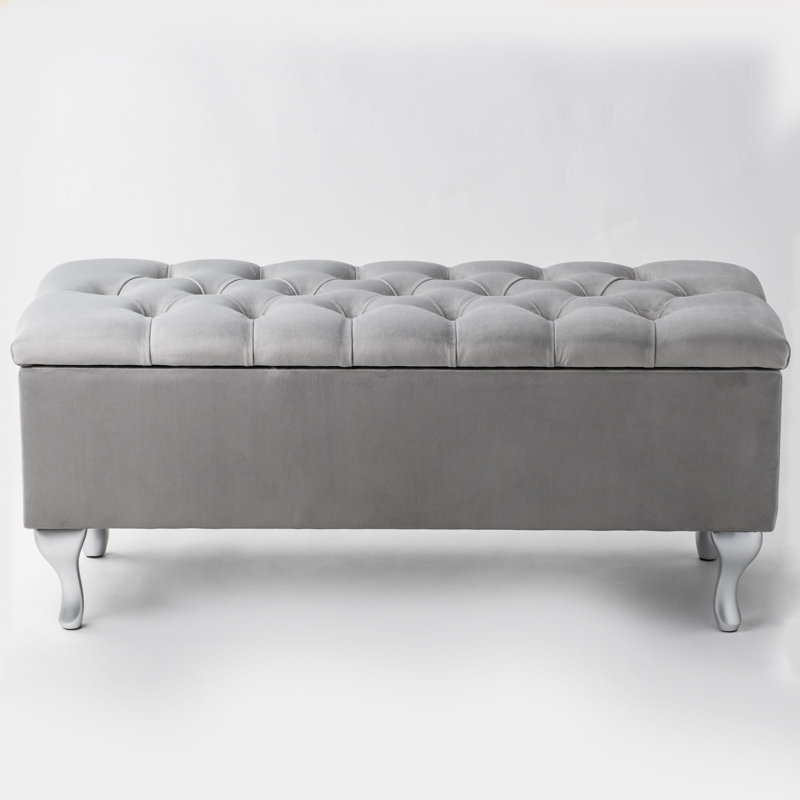 Kahler Velvet Upholstered Storage Bench, H42 x W120 x D30cm
