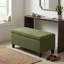 Repose-pieds de rangement avec couvercle rabattable, assemblage facile, pieds bouclés en tissu et bois d'hévéa, vert rétro