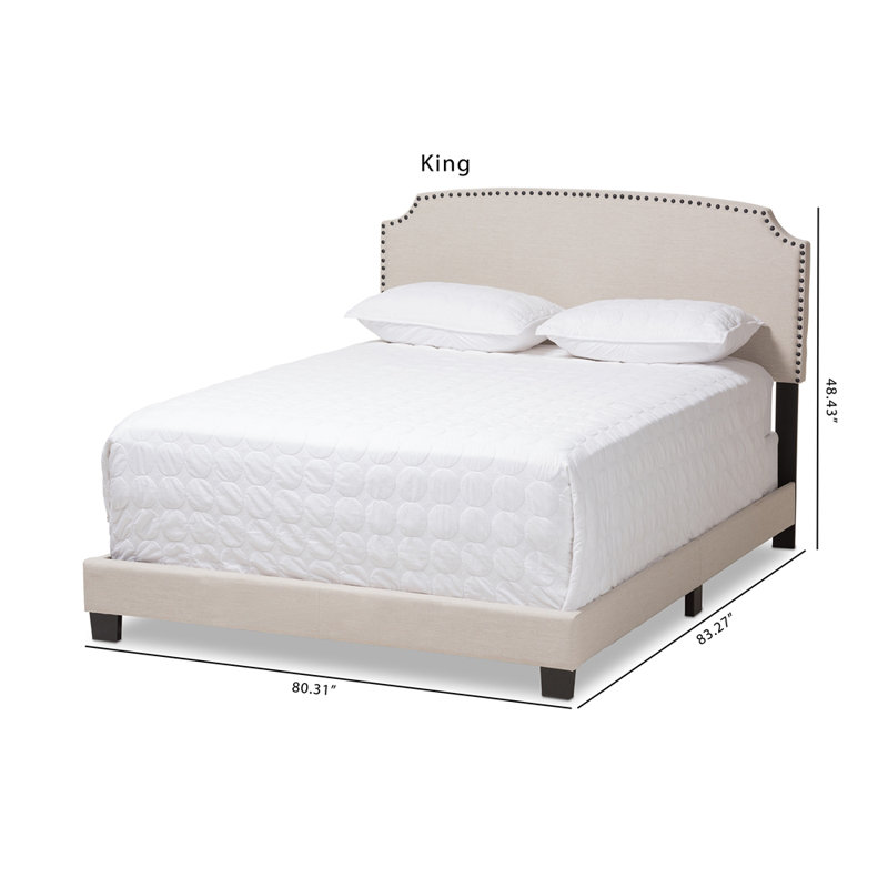 Amick Upholstered Platform Bed, King, Beige