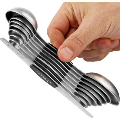 Zulay Stainless Steel Measuring Spoon Set - Stackable Magnetic Spoon Measuring Set - Magnetic Measuring Spoon Set Of 8 With Leveller - Made With Strong N45 Magnets & 304 Stainless Steel - Sunset