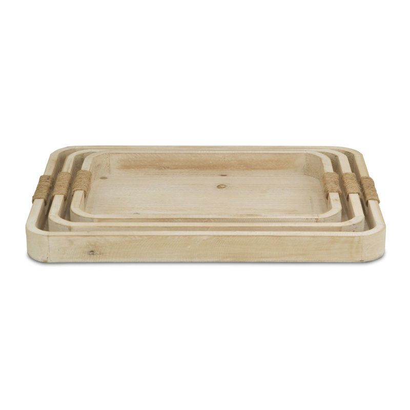 Plateau en bois massif - ensemble de 3, Blanc